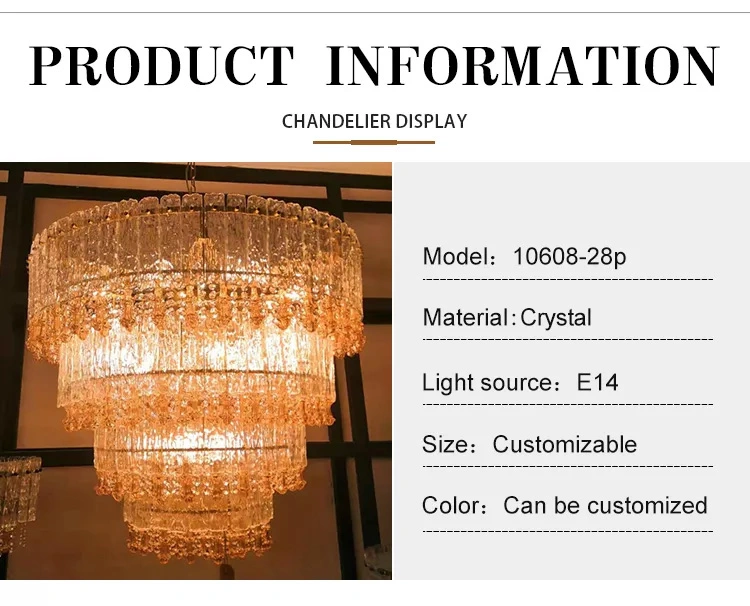 Modern Hotel Lobby Living Room Layered Northern Europe Gold Crystal Contemporary Chandelier Pendant Light