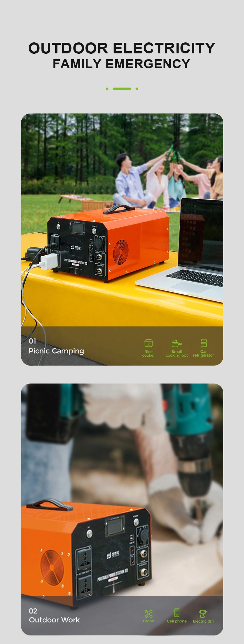 Outdoor Power Bank Portable Li-ion Energy Storage Power Supply