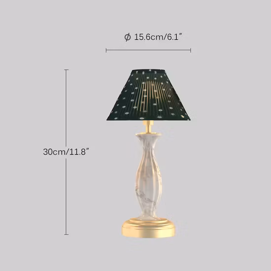 Marmor-Tischlampe mit Stoffschirm